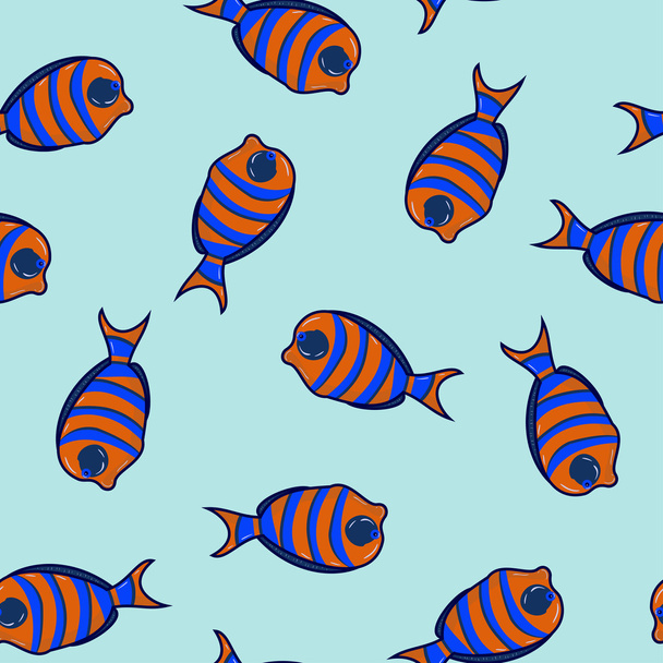 Cartoon seamless pattern with ocean fish - Vektor, Bild