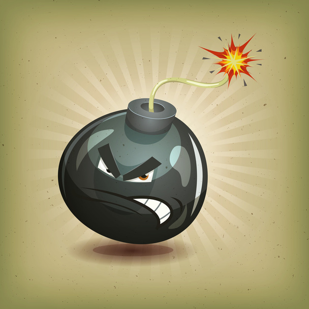 Vintage Angry Bomb Character - Vector, Image