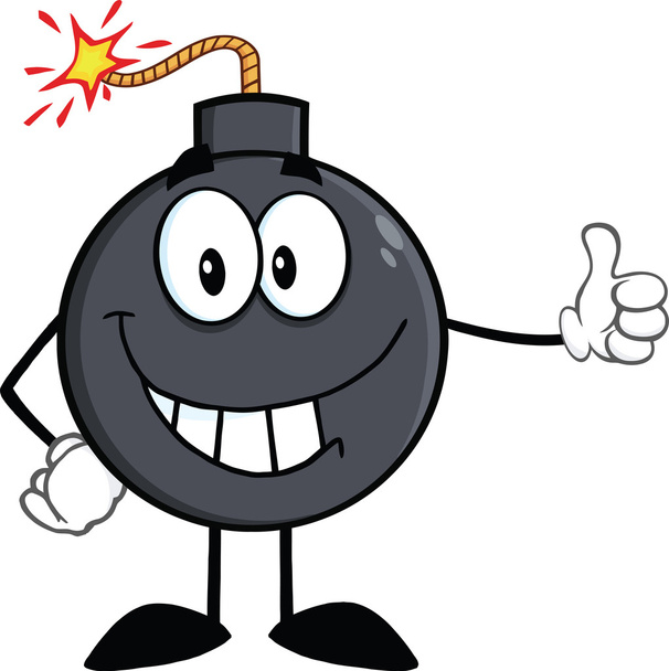 χαμογελώντας βόμβα χαρακτήρα κινουμένων σχεδίων εμφανίζονται αντίχειρες - Φωτογραφία, εικόνα