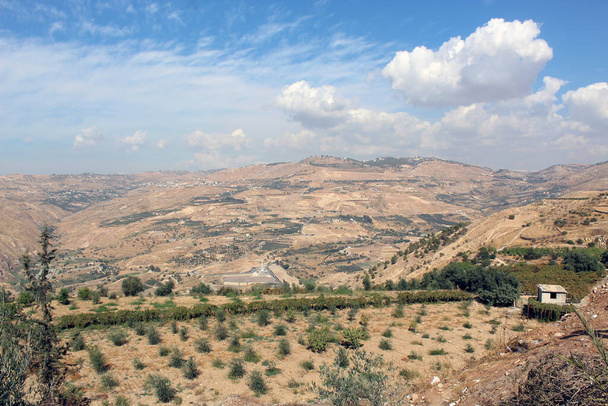 Panoramic view of a mountain valley landscape in Jordan - Photo, Image