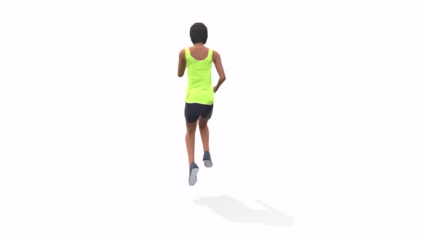 Упражнение женщины с высокими коленями Animation 3d модель Турнирный стол на белом фоне - Кадры, видео