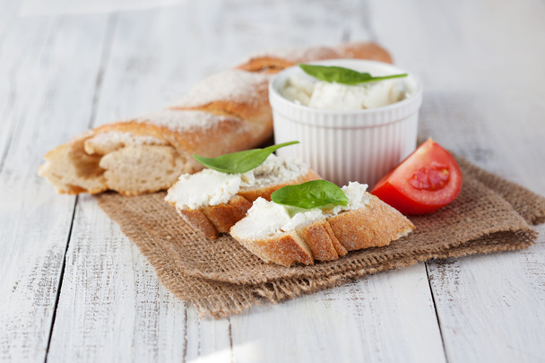 Baguette with cream cheese - Photo, Image