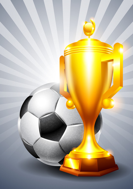 Gold cup with a football ball - Vector, Imagen