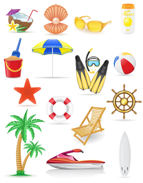 set of beach icons vector illustration - Вектор,изображение