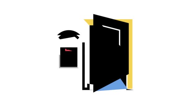 hozzáférési rendszer intelligens otthon, távoli nyitott ajtó színes ikon animáció - Felvétel, videó