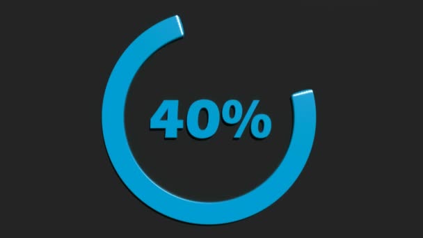 A blue circle turning around 40% write, in blue, on a black background - 3D rendering video clip animation - Footage, Video
