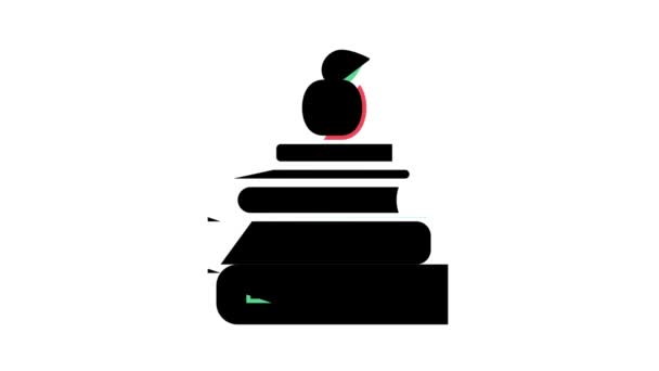 educational books and apple color icon animation - Footage, Video
