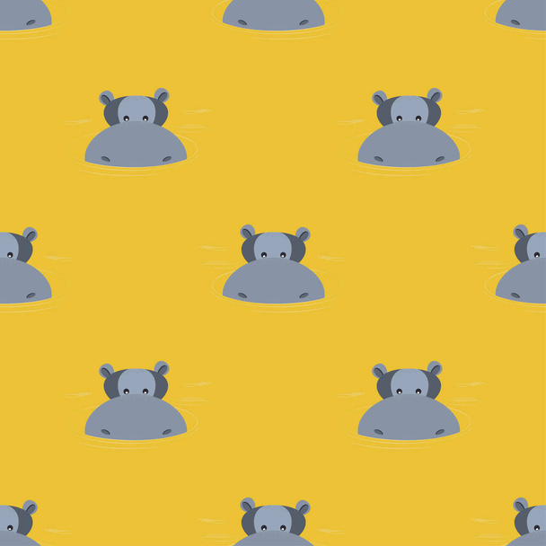 Patroon van nijlpaarden die uit het water komen. vectorillustratie. - Vector, afbeelding