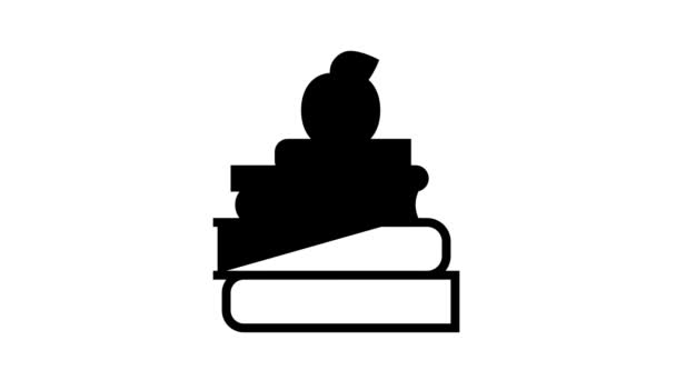 educational books and apple line icon animation - Footage, Video