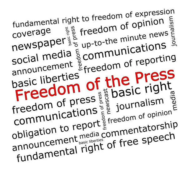 Свобода слова в прессе на белом фоне - иллюстрация - Фото, изображение