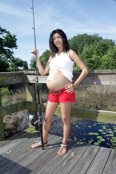 Pregnant Woman Fishing (7) - Φωτογραφία, εικόνα