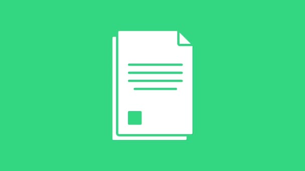 Fichier blanc icône du document isolé sur fond vert. Icône Liste de vérification. Concept d'entreprise. Animation graphique de mouvement vidéo 4K - Séquence, vidéo