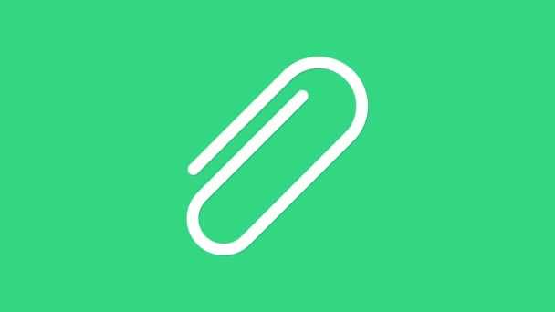White Paper clip icon isolated on green background. 4K Video motion graphic animation - Footage, Video
