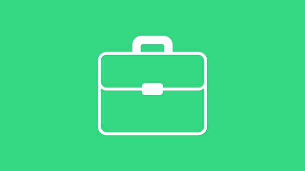 White Briefcase icon isolated on green background. Business case sign. Business portfolio. 4K Video motion graphic animation - Footage, Video