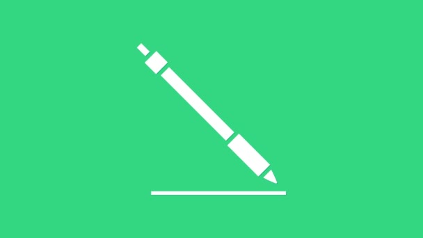 Witte Pen lijn pictogram geïsoleerd op groene achtergrond. 4K Video motion grafische animatie - Video
