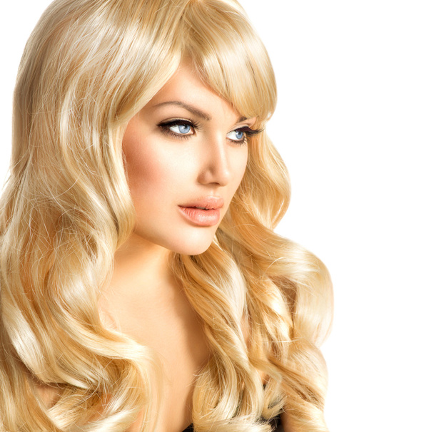 Beauty Blonde Woman. Beautiful girl with long curly blond hair - Foto, Bild