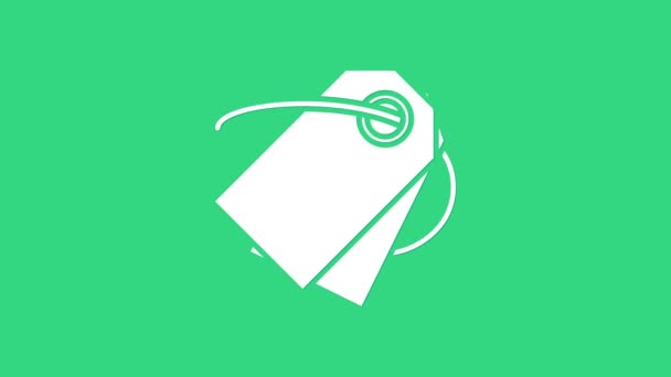 White Blank etiqueta modelo ícone de etiqueta de preço isolado no fundo verde. Vazio adesivo de desconto de compras. Modelo de banner de desconto. Animação gráfica em movimento de vídeo 4K - Filmagem, Vídeo