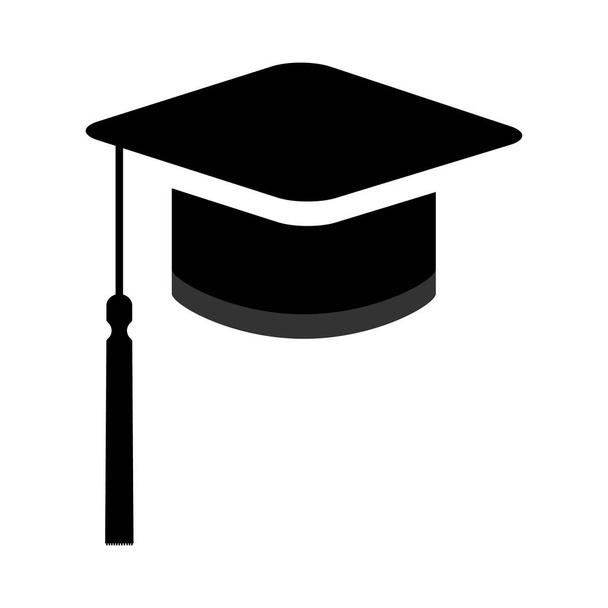Gorra, símbolo del sombrero aislado sobre fondo blanco. Icono de vector de ilustración de educación de posgrado, botón web de éxito . - Vector, imagen