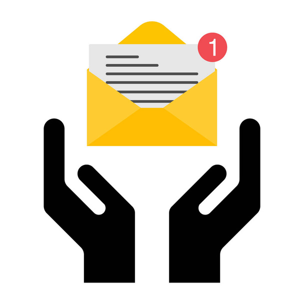 Hope icon, human hand with email symbol,  help and protection  graphic design, support vector illustration . - Vector, Image