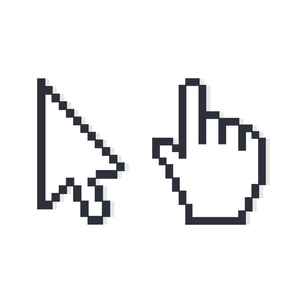 Pixelated Hand And Mouse Cursor. Vector. - Vector, Image