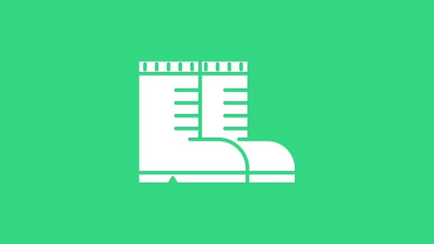 Biały Łowca buciki ikona izolowane na zielonym tle. 4K Animacja graficzna ruchu wideo - Materiał filmowy, wideo