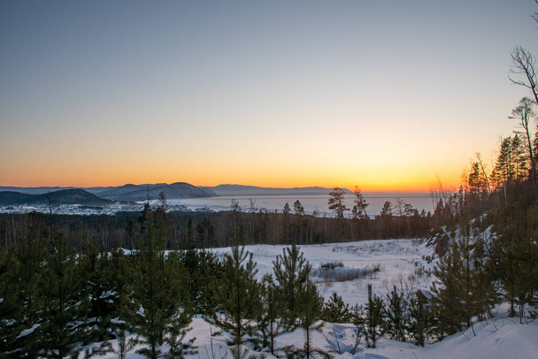 beautiful sunset in mountains at winter season - Φωτογραφία, εικόνα