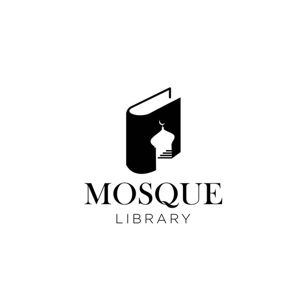 musulman apprendre sur mosquée bibliothèque logo concept - Vecteur, image