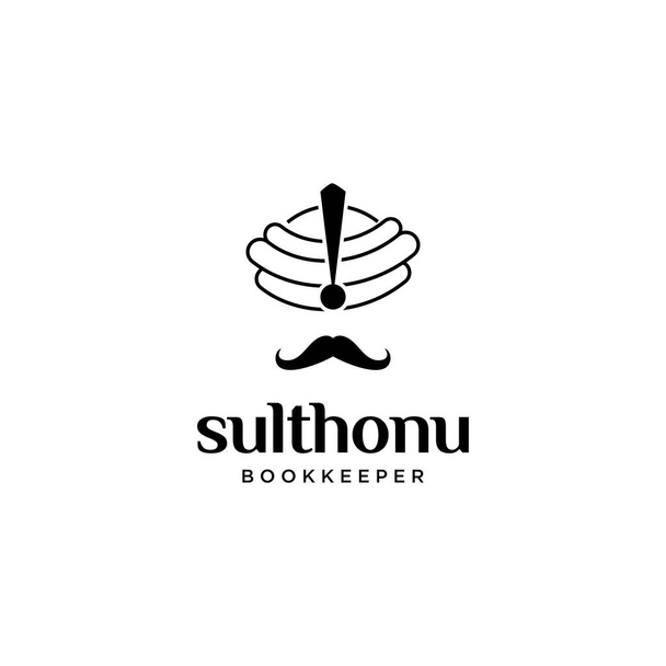sultan bookkeeper logo with Mustache and crown sultan as sign - Vector, Image