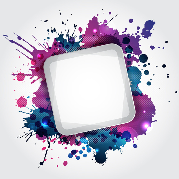 Modern white frame with blue blots - Vector, afbeelding
