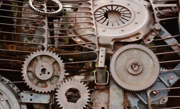 Steampunk tarzı mekanik arkaplan, rysty metal mekanizması - Fotoğraf, Görsel