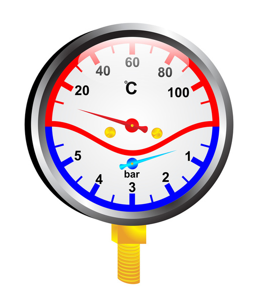 Hőmérséklet és nyomásmérő - Vektor, kép