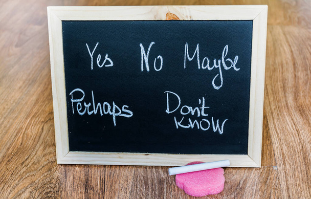 Learning English Language Education Concept with Chalk Board and Words Yes ,No ,Maybe,Perhaps and Don't Know - Φωτογραφία, εικόνα