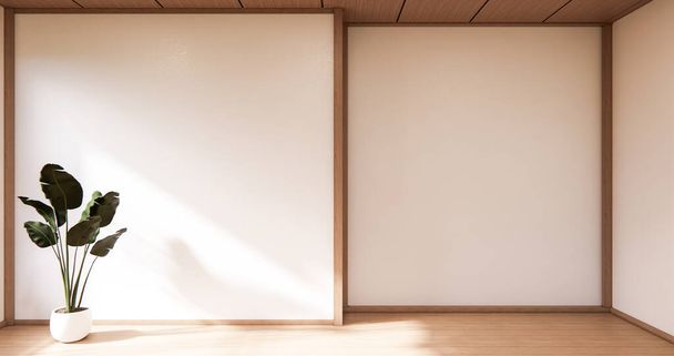 room japanese style minimal design. 3d rendering - Fotoğraf, Görsel