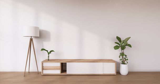 Cabinet wooden design on white room interior modern style.3D rendering - Fotoğraf, Görsel