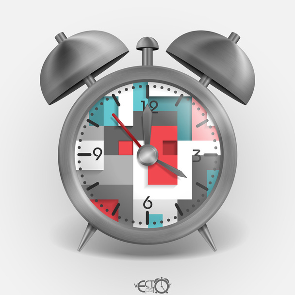 Metal Classic Style Alarm Clock. - Vector, Image