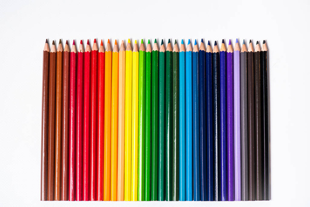 Assortment of colored pencils.Colored Drawing Pencils.Colored drawing pencils in a variety of colors - Foto, Imagem