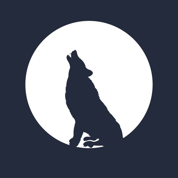 La silhouette del lupo. Logo del lupo vettore. fauna selvatica, Lupo selvatico illustrazione, lupo seduto icona - Vettoriali, immagini