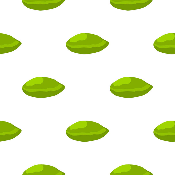 Illustration on theme big pattern identical types pistachio, nut equal size. Pistachio pattern consisting of fresh nut for colored print on wallpaper. Abstract colorful pattern from many nut pistachio - Vector, Image