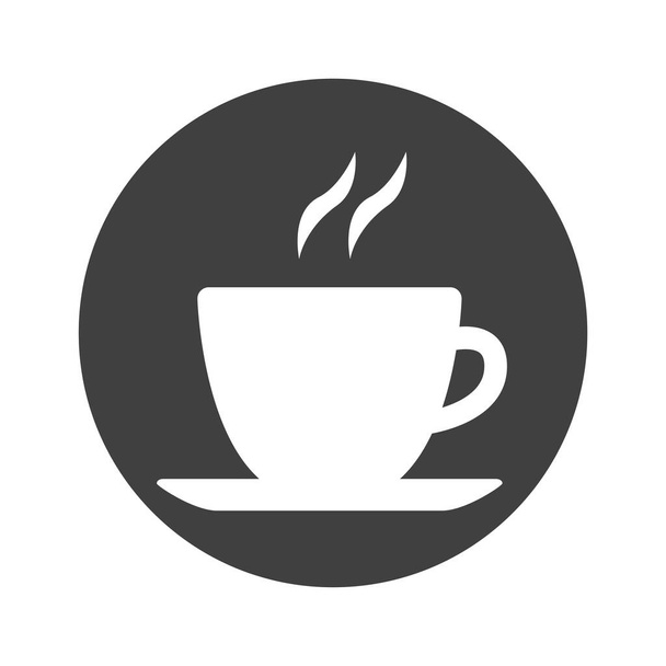 Black and white silhouette of a cup with a hot drink. Tea or coffee. Lunch break symbol. Vector isolated icon. - Vector, imagen