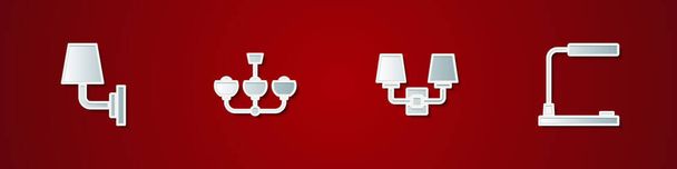Set Wall lamp or sconce, Chandelier,  and Table icon. Vector - Vector, Image