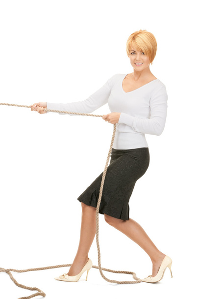 Business woman pulling rope - Fotografie, Obrázek