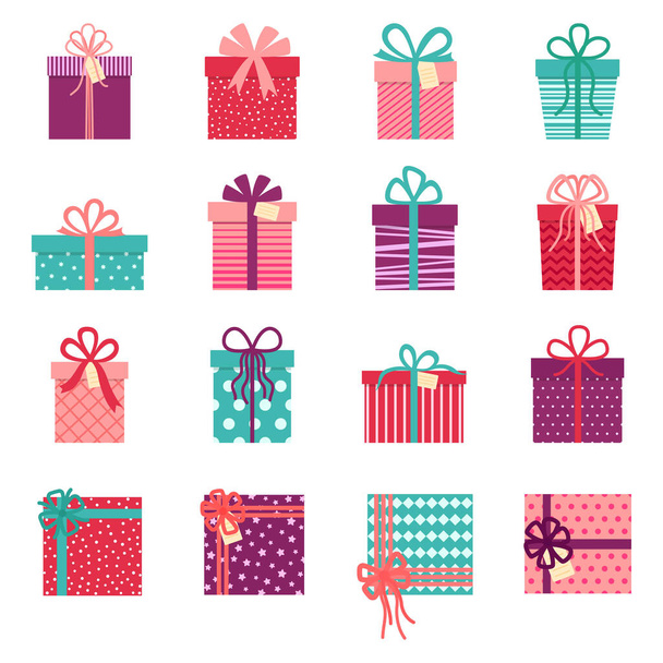 Collection de coffrets cadeaux sur fond blanc, illustration vectorielle - Vecteur, image