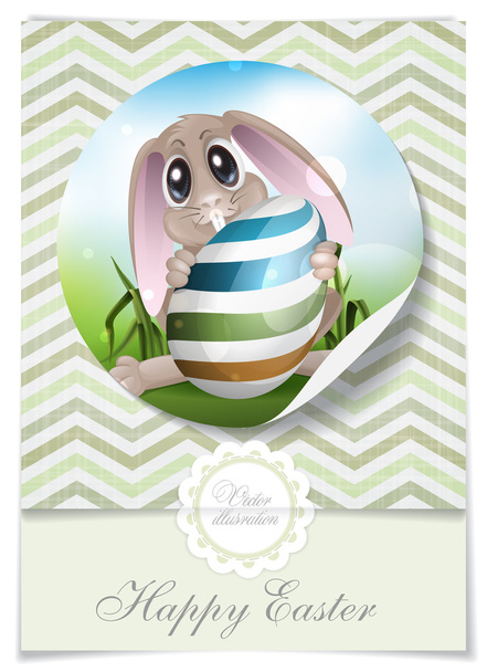 Easter Bunny With Colorful Egg. - Vector, Image