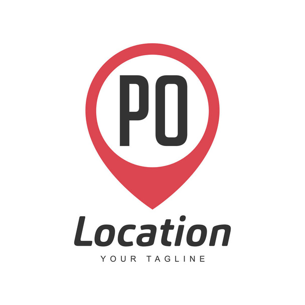 PO Letter Дизайн логотипу з піктограмою місцезнаходження, розташуванням або концепцією логотипу подорожі
 - Вектор, зображення