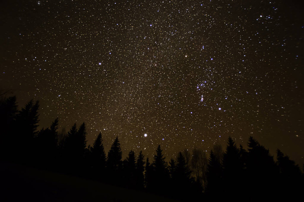 カルパチア山脈の夜空と天の川の夜の写真 - 写真・画像