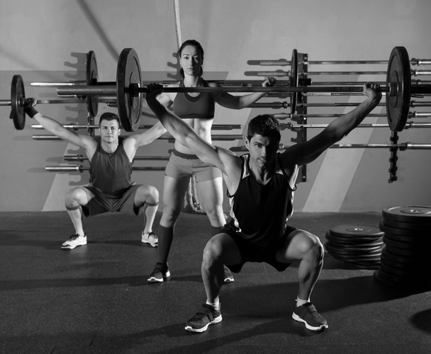 Barbell weight lifting group workout exercise gym	 - Foto, Imagen