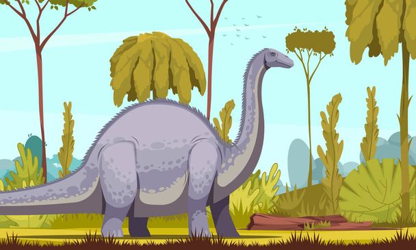 Горизонтальная иллюстрация динозавров - Вектор,изображение