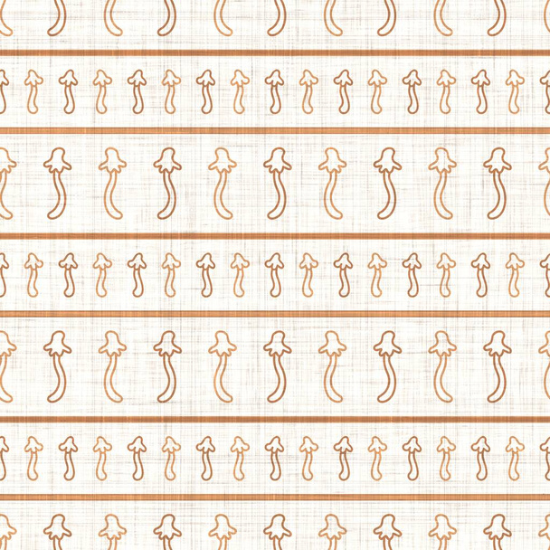 シームレスな背景webcapキノコの性別中立パターン。左右非対称のミニマルなアース2トーンカラー。子供の保育園壁紙やboho漫画真菌ファッション｜print.  - 写真・画像