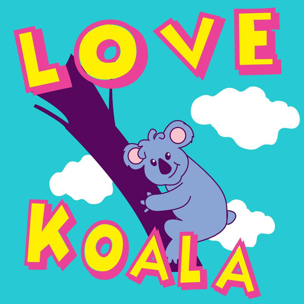 Illusztráció vektor aranyos koala és barátja szöveg és háttér divat design vagy más termékek. - Vektor, kép
