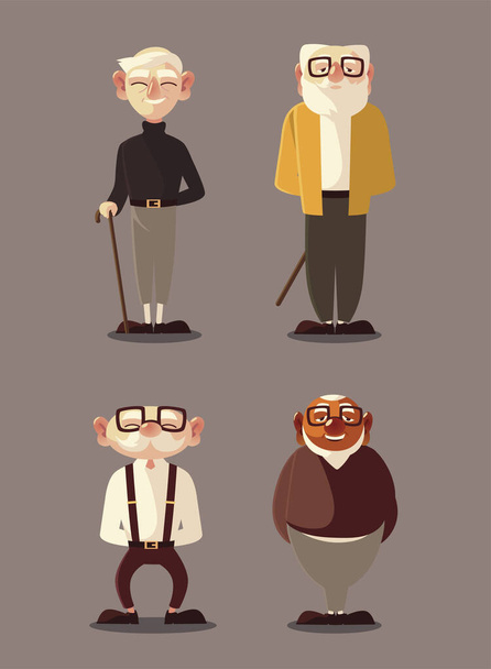 diferentes velhos homens personagem cartoon masculino sênior - Vetor, Imagem